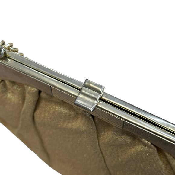 1930s Vintage Gold Clutch Purse With Chain Art Deco - Picture 2 of 6